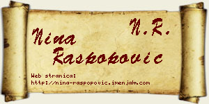 Nina Raspopović vizit kartica